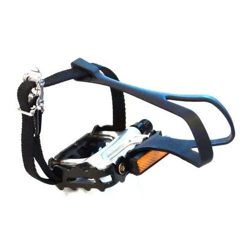 PEDALS MTB ALLOY 9/16 AXLE WITH TOE CLIP AND STRAPS