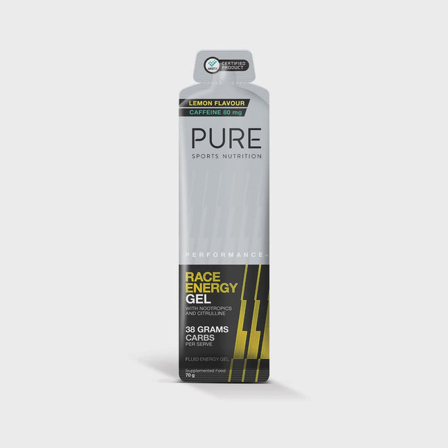 PURE Performance + Race Energy Gel 70g - Lemon + Caffeine