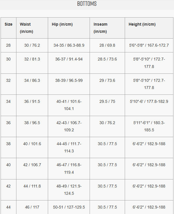 Size chart