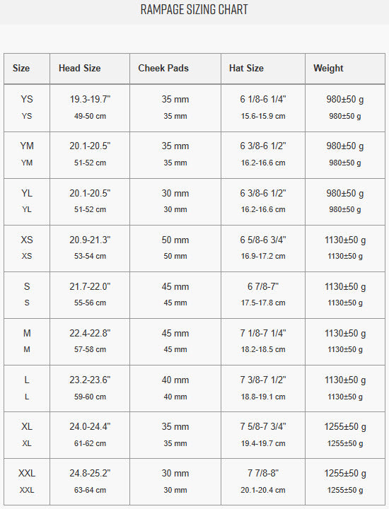 Size chart