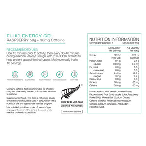 PURE Fluid Energy Gel 50g Raspberry Caffeine