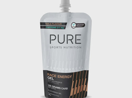 PURE Performance + Race Energy Gel 100 g Carb Pouch 185g - Cola + Caffeine
