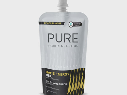 PURE Performance + Race Energy Gel 100 g Carb Pouch 185g - Lemon + Caffeine