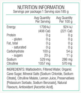 PURE Performance + Race Energy Gel 100 g Carb Pouch 185g - Lemon