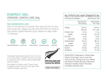 PURE Energy Gel 35g Orange Lemon Lime